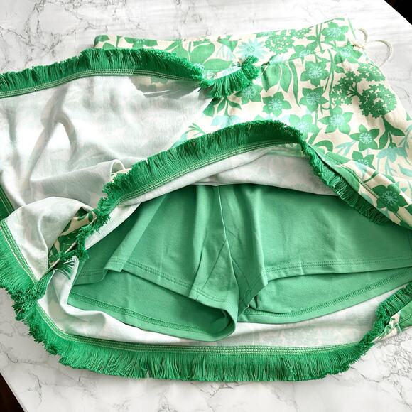 Spartina 449 Fringe Faux Wrap Skort Green Wildflowers Women’s Size XS NEW! - Picture 8 of 13